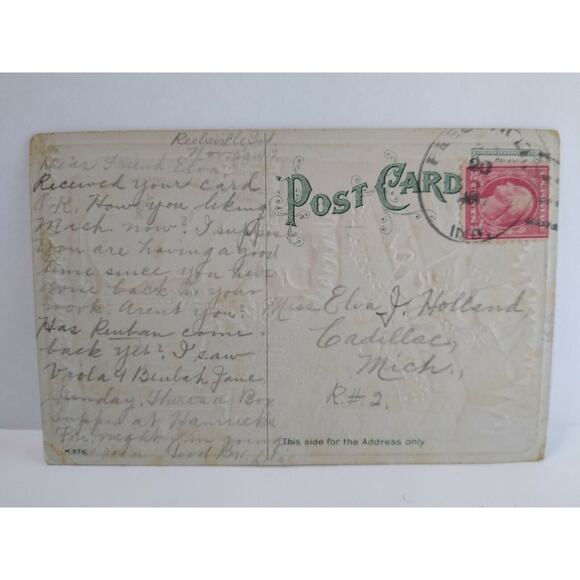 New Years Postcard Polar Bear Baby Flying Airplane Vintage Series 576 J Herman - Picture 3 of 4